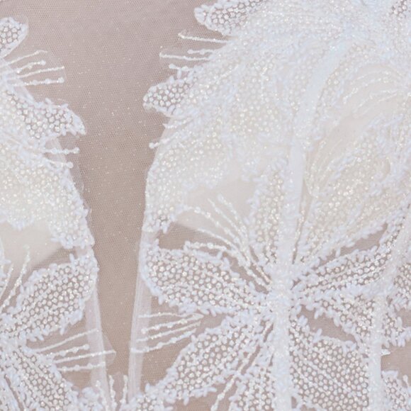 New Off White Mermaid Wedding Gown w/ Floral Pattern & Lace Up Back NX C1628W - Picture 5 of 13